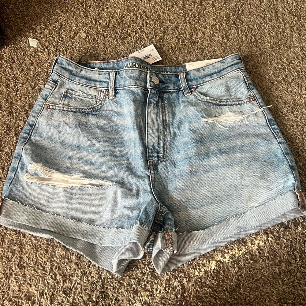 American Eagle Outfitters Light Wash Distressed Denim Shorts